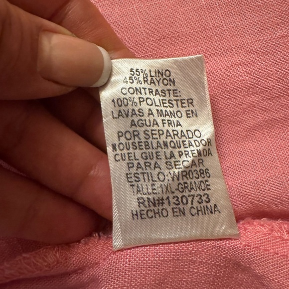 Umgee Blouse Womens 1XL Short Sleeve Pink Frayed Ruffled Cheetah Top Boho.   C42 - Picture 12 of 13